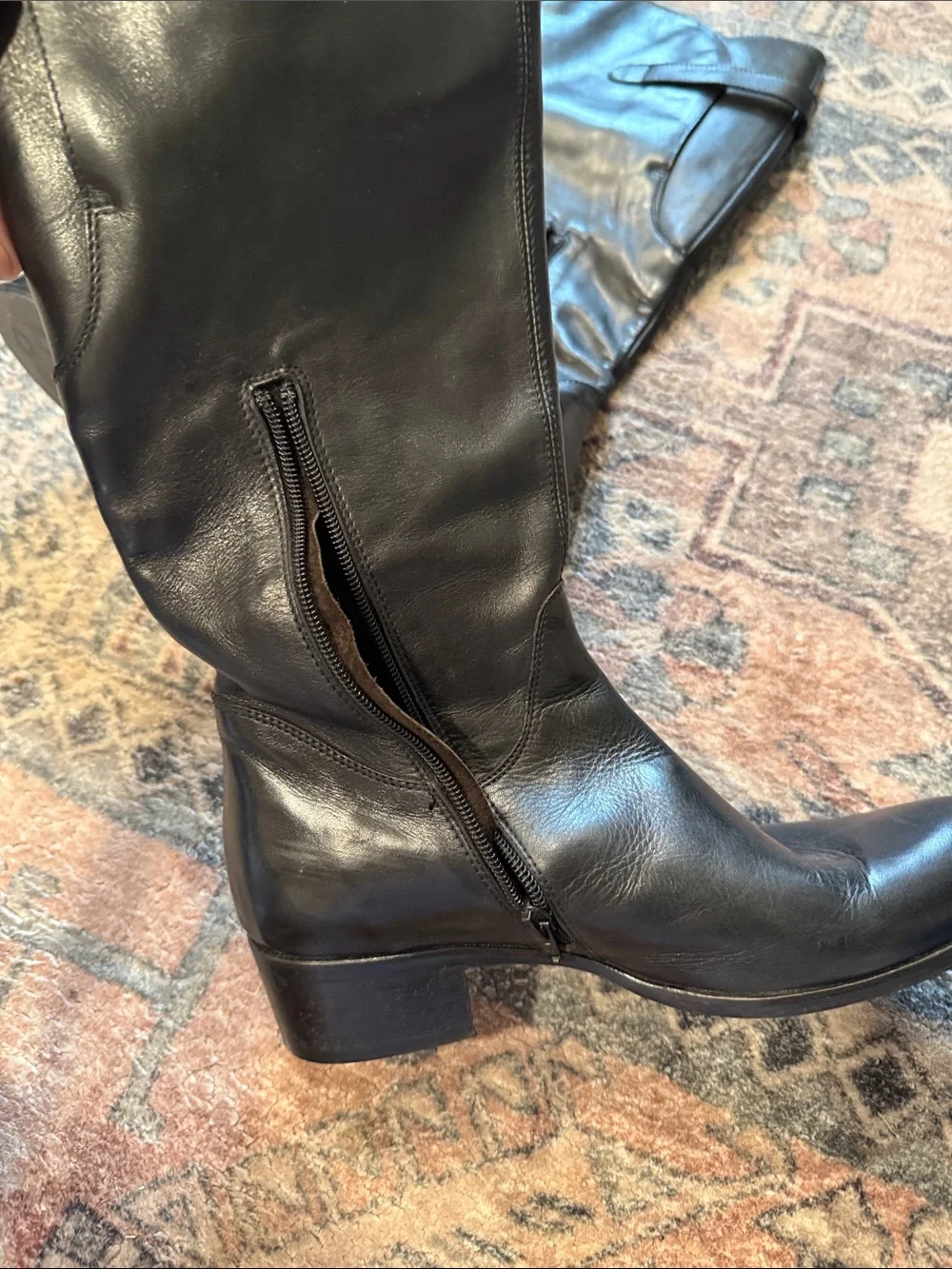 Sesto Meucci  Classic Black Leather Knee-High Riding Boots 7